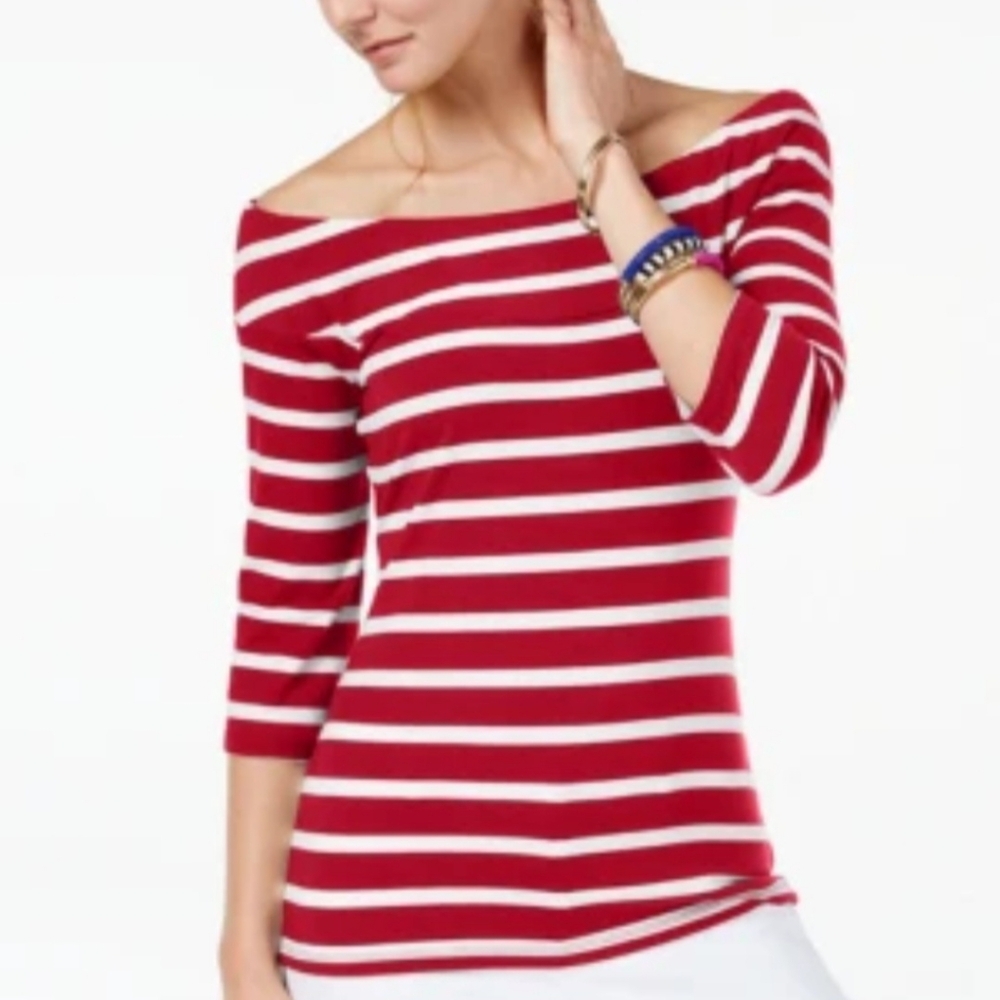 Flattering INC International Concepts Off-The-Shoulder Striped Top Size XL